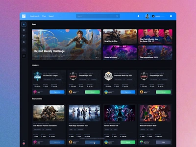 Nafes - eSports Platform battle betting card ui challenge csgo dark ui dashboard design esport esports gambling game gaming match meshgradient news sport stream tournament web app