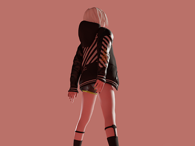 Little Girl Wearing Off White Stuff 3d art blender illustration render