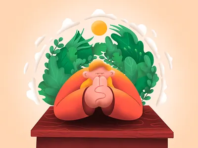 So I thought... character character design clouds drawing illustration ipadpro nature nature art plants procreate sun thinking woman