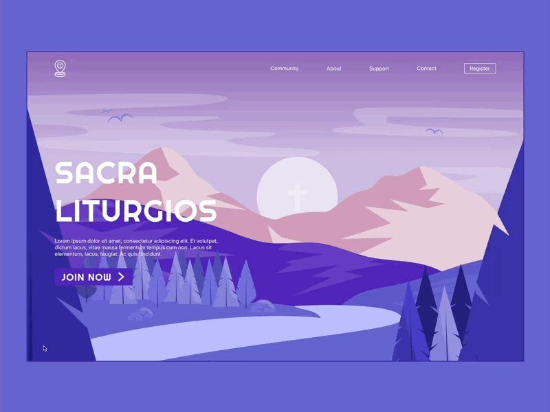 Landing page web animation animation church illustrations landing micro interactions onboard product purple ui ux web website