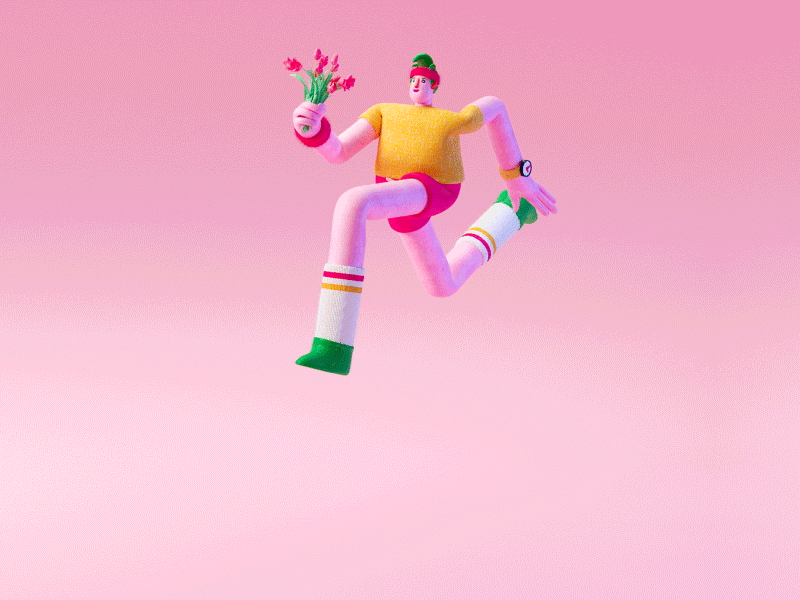 Running late 3d animation character cinema 4d date design run web