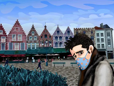 In Bruges, 12 years later 🇧🇪 🇮🇪 belgium city illustration digital illustration digital painting digitalart house illustration stay safe travel illustration vectorart vectors