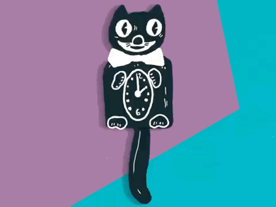 Kitty Clock blue cat clock gif gif animation illustration purple