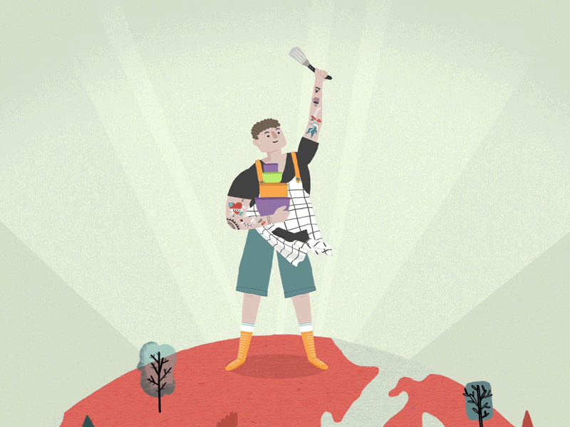Cooking for the environment 2d after effects character cook design environment epic world
