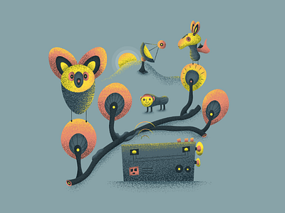 Listener's Club animal artwork character club grain illustration listener nature process psychedelic psychedelic art radio texture