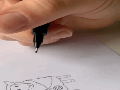 Design of enamel pin for knitting company, Twig and Horn black and white drawing illustration sheep time lapse video wip