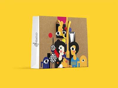 Number 9 store packaging illustration kuwait packaging paper bag scratch vibrant
