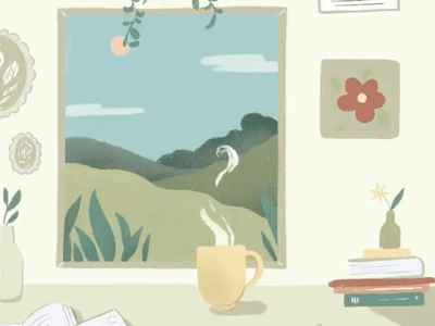 Morning routine digital art gif illustration procreate