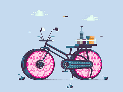 Bike Cycle Carrying Gifts 2d cycle freelance illustrator geometric gift illustration pattern shapes simple texture vector wheel