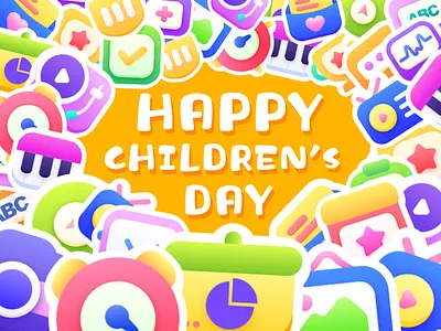 Happy Children's Day child children colourful cute design happy icon icons illustration