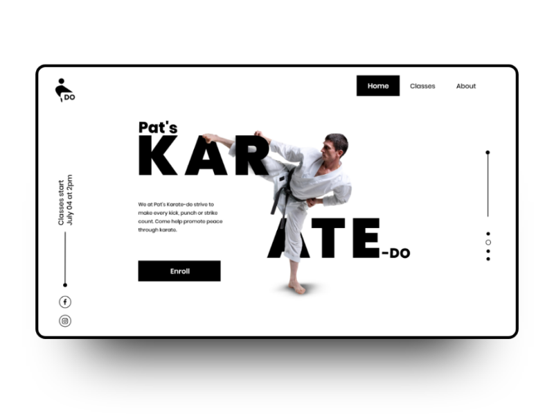 Example of Pat's Karate-do Web Design