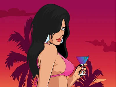 GTA vice city - Lady art character design fanart game gradient gta hero illustration illustrator vector