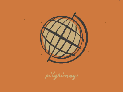 Pilgrimage animation art cursive earth gif globe gold graphic lettering motion pilgrim pilgrimage red spin vintage world