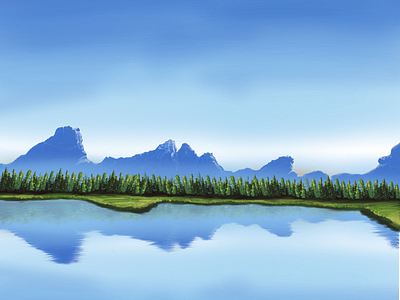 Trying out landscape design flat forrest graphic graphics grass hills illustration landscape landscapeart minimal mountain mountains simpel simple sky snow snowymountain vector water