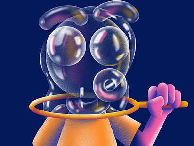 Bubble Trouble bubble character design fuzzie hank procreate texture