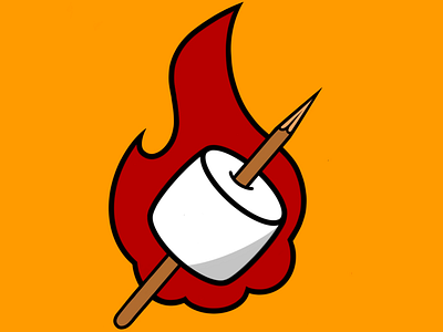 Flaming Marshmallow #2 camping fire food illustration lines marshmallow smores