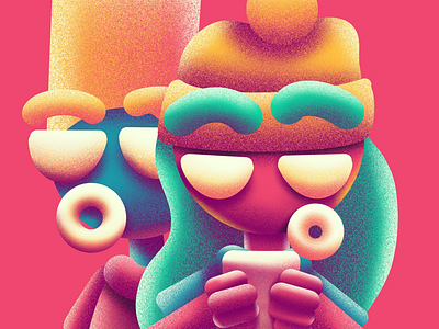 Swaggy Duo brother character color fuzzies fuzzy hank sister text texture