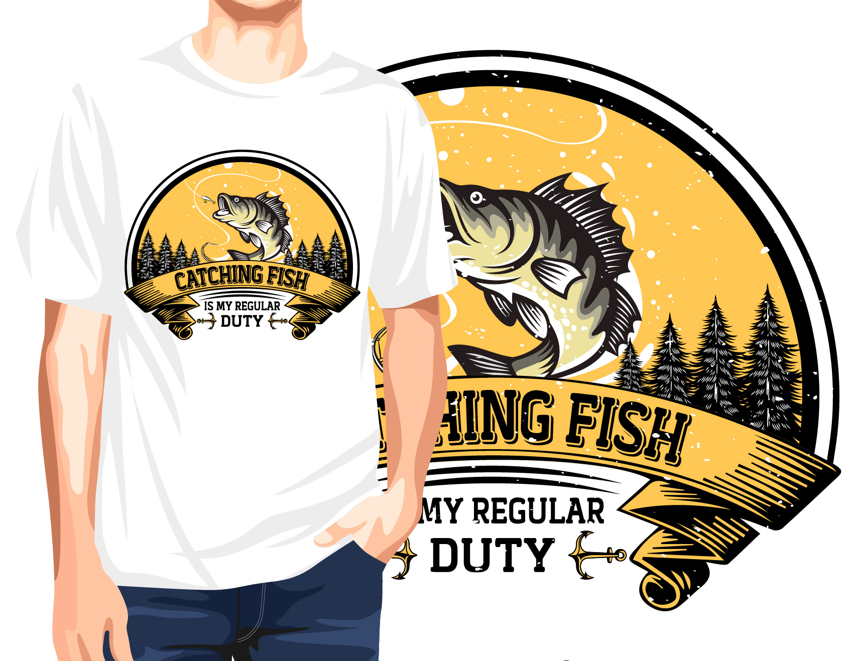 23 Fishing t-shirt design  Fishing t shirts, Fish illustration, Tshirt  designs