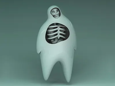 Anatomising 3d brand c4d character skull