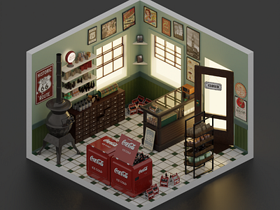 Old corner shop blender isometric corner shop