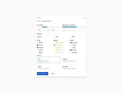 Faceted search component library components design kit design system enterprise faceted search figma flowbite modal modal design ui ui design ui kit ux