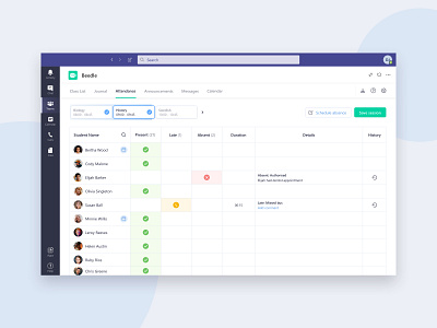 Beedle for Microsoft Teams app design attendance edtech education ms teams product design school ui ux