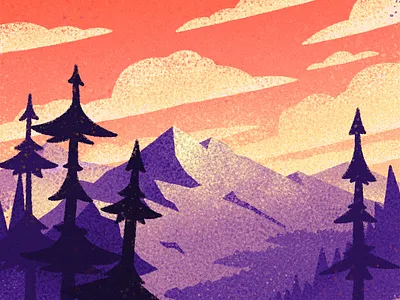 A New Day canadian artist digital art graphic design landscape mountains nature outdoors retro vintage