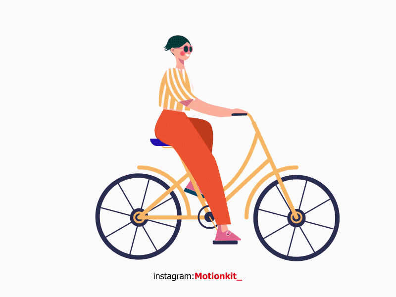 Girl cycling animation character cycling girl loop looping lottieanimation lottiefile motion kit