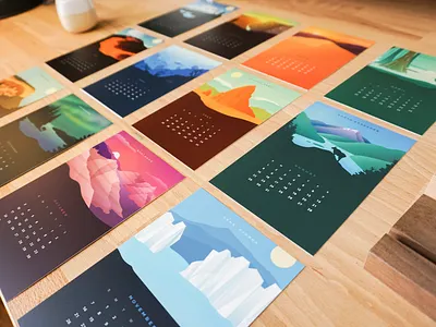 2021 NP Calendar Cards artwork badges calendar national park national parks outdoors vintage wooden