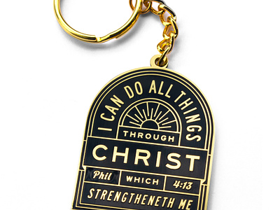 All Things Through Christ Keychain archway christ church design enamel gift ideas god gold inspirational quote jesus keychain lds mormon new testament religious scripture strength typography