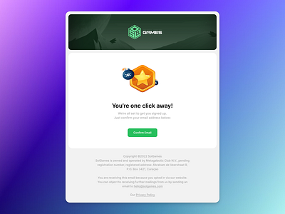 Email Confirmation - Email Template for the Casino 2d blockchain casino crypto design email email confirmation email template gambling game gaming graphic design icon illustration mesh gradient sign up solana ui ux vector