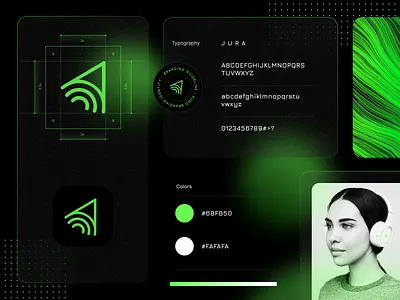 Podcast editing app - Brand concept app branding editing green guideline logo podcast software technology wordmark