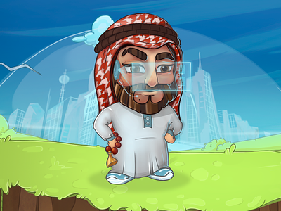2D Sheikh - Crypto Game Character 2d 3d arab blockchain casino character crypto cyber design futuristic gambling game gaming graphic design illustration mascot muslim saudi sheik sheikh