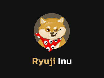 Ryuji Inu - Logo for a Meme Coin 2d blockchain branding coin crypto crypto logo design dog dog logo game logo graphic design illustration logo logotype meme coin meme token pirate vector