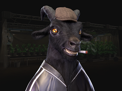 3D NFT Goat - 420 Collection 3d 3d render blender blockchain character cinema 4d crypto design game goat graphic design high resolution illustration mascot nft nft collection opensea slavik smoking ultra realistic