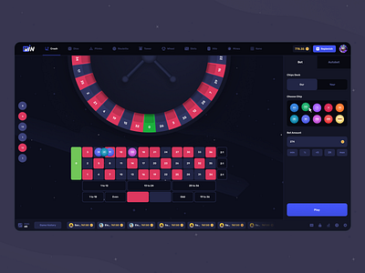 WinWin - Crypto Casino Roulette 2d blockchain casino casino table chips crypto dark ui dashboard design gambling game gaming graphic design iframe roulette ui ux vector wheel