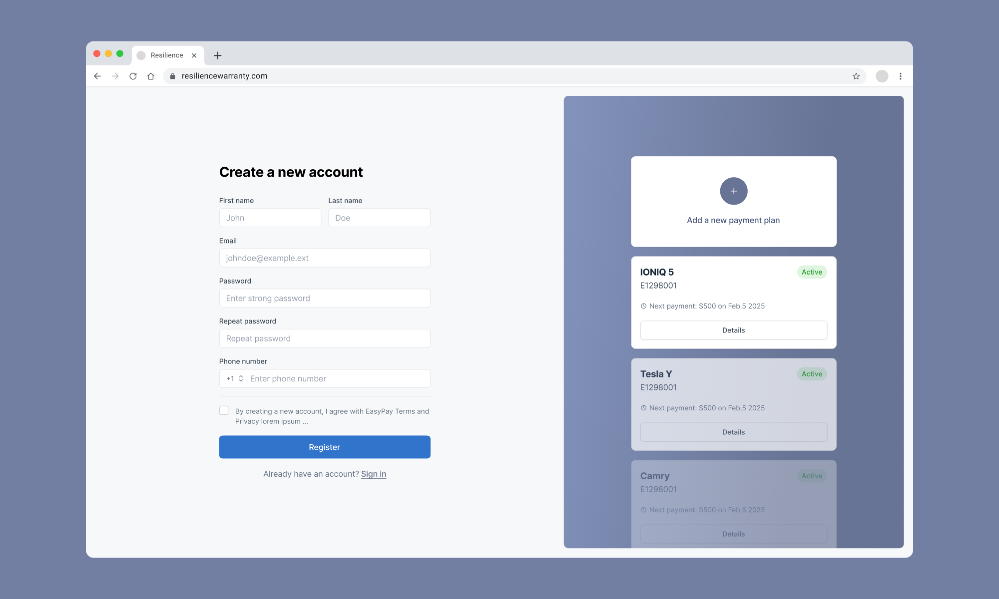 Sign up page login product design signup ui web web design website