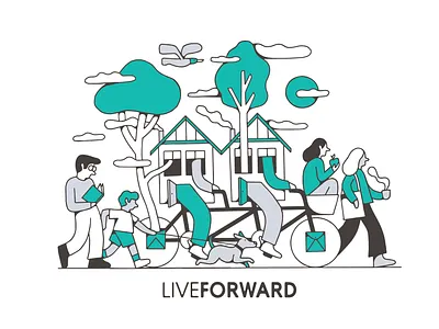 Aragon Live Forward illustration architecture artist community art design drawing environment illustration illustrator nature people people illustration simple aesthetic