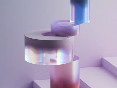 Cylinders 3d 3d artist 3dillustration art background branding c4d caustics composition cylinders glass gradient light minimal pink render sovery stairs technology web