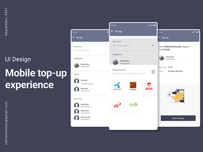 Mobile phone Top-up Experience appui figma mobile phone top up mobile recharge money top up top up app top up experience ui deisgn ui kit