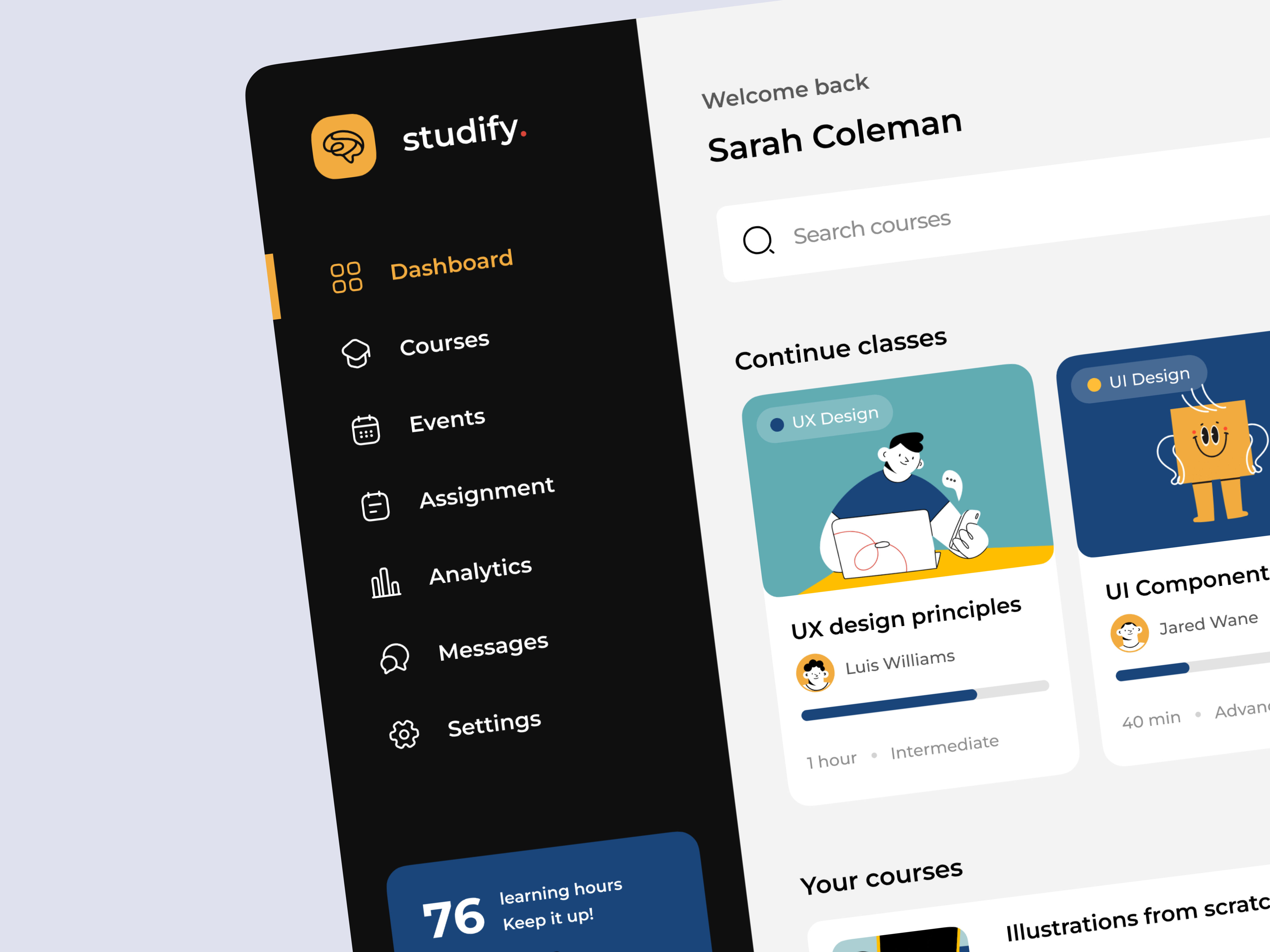 E-learning Dashboard - Studify By Liza Kostoreva For Fireart Studio On ...