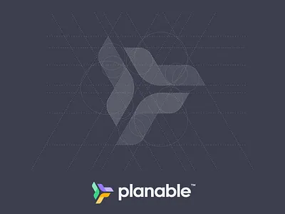 Planable Mark Construction branding construction design figma grid identity illustration logo mark modern planable tech vector