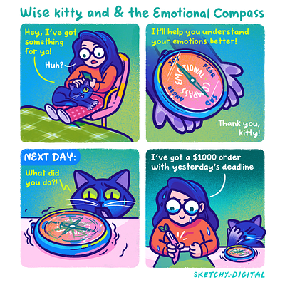 Comic strip #032: The Chronicles of Wise Kitty artwork branding character character design comic comic character comic strip comics design graphic design illustration