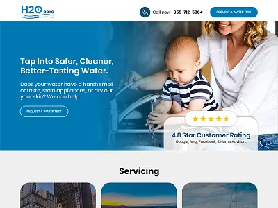 H2O Care landing page web webpage design website