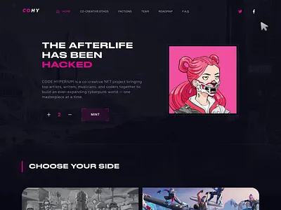 Code Hyperium - NFT Collection Landing Page animation arcade blockchain casino crypto design gambling game gaming graphic design home page illustration landing motion graphics nft nft collection story telling ui