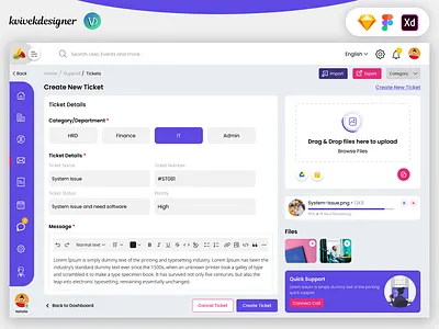 Admin Create New Support Ticket Page Web UI Template admin create finance help latest new support task tickets ui web