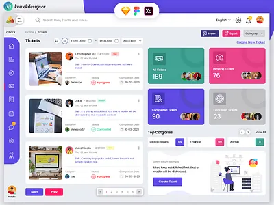 Admin Support Ticket Page Web UI Template admin calendar finance help hr hrd support task tickets ui web