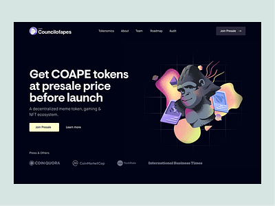 Homepage - NFT project binance bitcoin blockchain buy character coinbase crypto cryptocurrency design exchange hero homepage ico illustration nft page responsive section swap web
