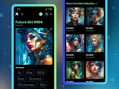 LMNFT NFT Detail Screen app app design art blockchain collections crypto cryptocurrency mobile app mockup nft nfts product ui ui design ux web