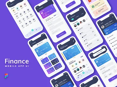 Finance Mobile App UI Kit adobexd android app figma ios mobile mobileapp online sketch uikit